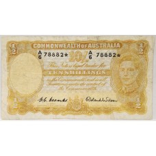 AUSTRALIA 1952 . TEN 10 SHILLINGS BANKNOTE . COOMBS/WILSON . STAR NOTE